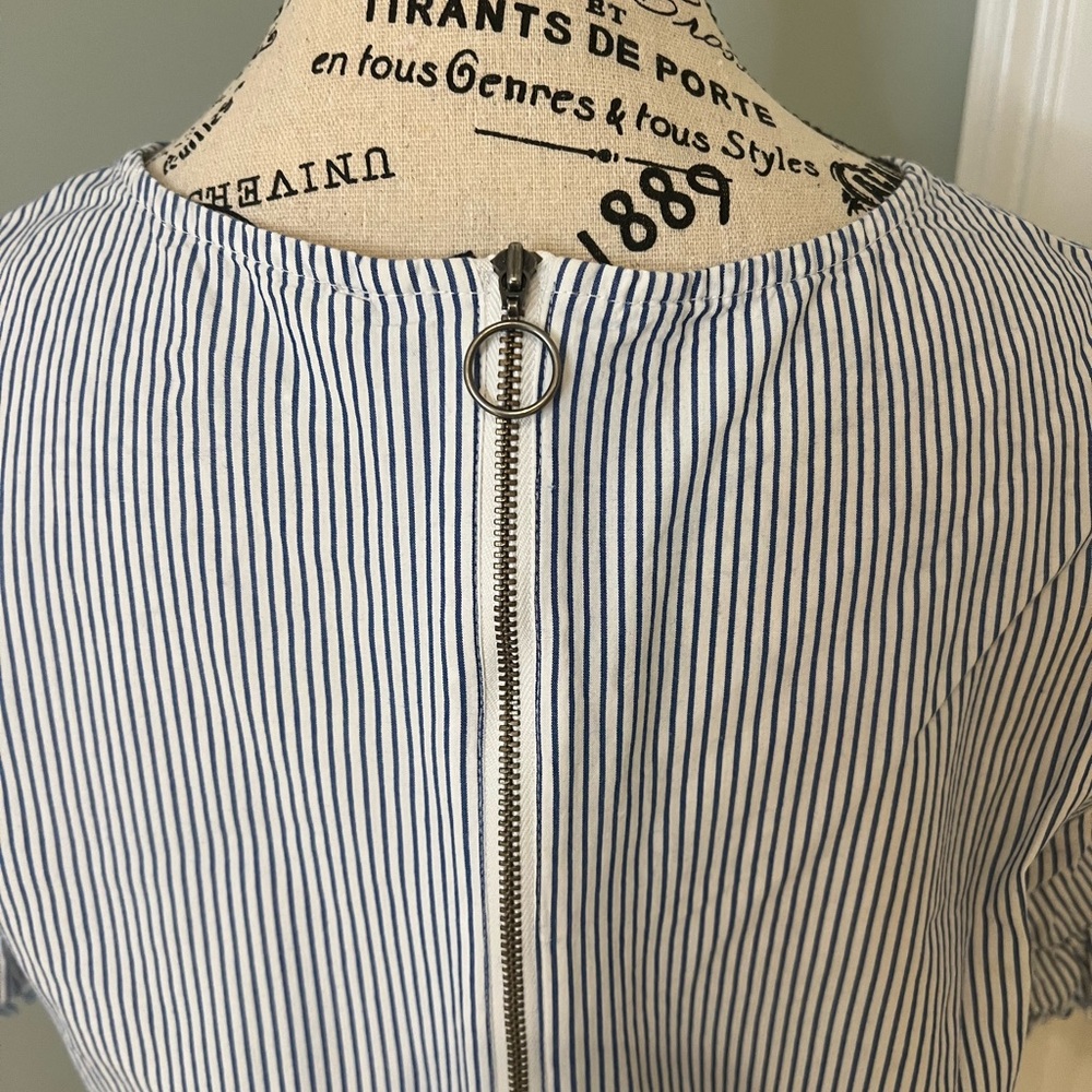 Beach lunch lounge cotton blue/white striped dress | size S | Never Worn - Picture 11 of 11